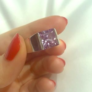 Sterling Silver Swarovski Purple Ring 💍 Size 9